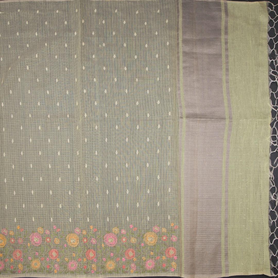 Kota Light Yellow Thread Work Saree 02