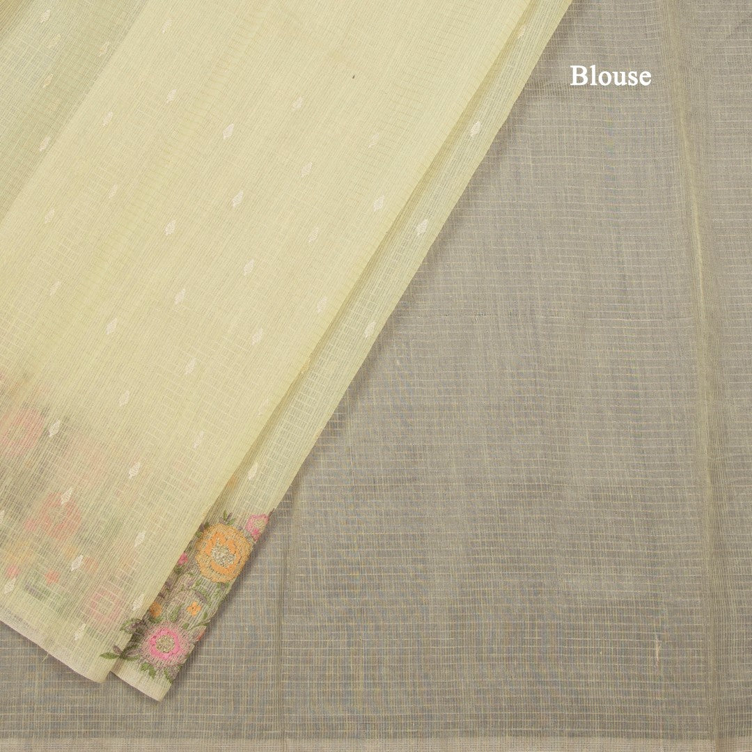Kota Light Yellow Thread Work Saree 02