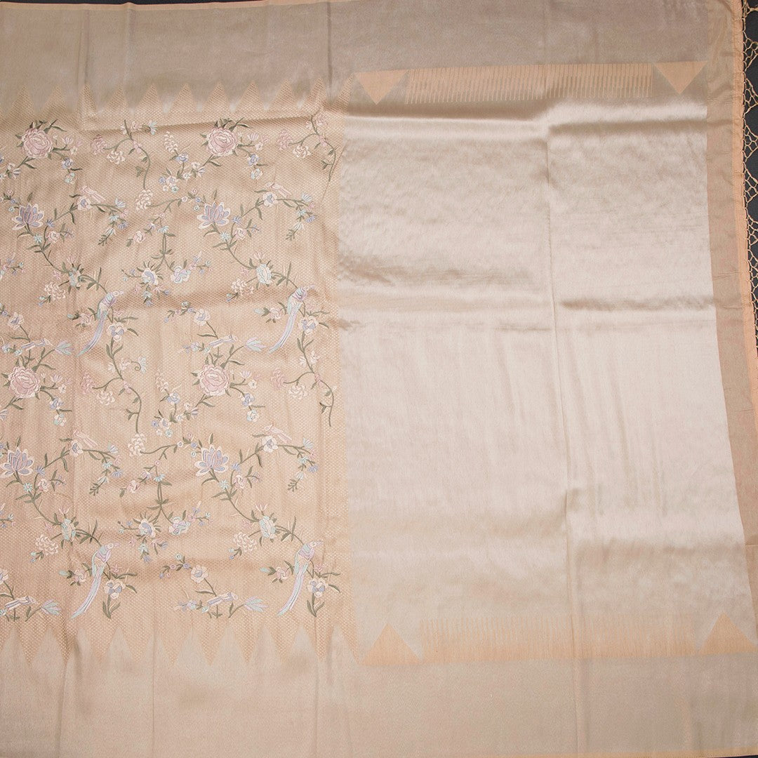 Banaras Sandal Zari With Thread Work Saree