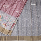 Raw Silk Light Maroon Floral Printed Saree