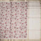 Raw Silk Grey Floral Printed Saree 04