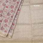 Raw Silk Grey Floral Printed Saree 04