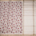 Raw Silk Cream Floral Printed Saree 06