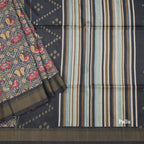 Raw Silk Grey Printed Saree 05