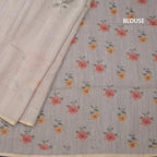 Raw Silk Cream Floral Printed Saree 09