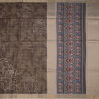Raw Silk Olive Green Checked Printed Saree