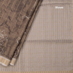 Raw Silk Olive Green Checked Printed Saree