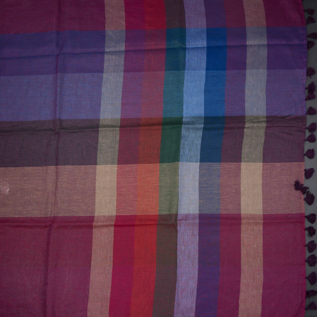 Linen Multi Colour Stripes Design Saree