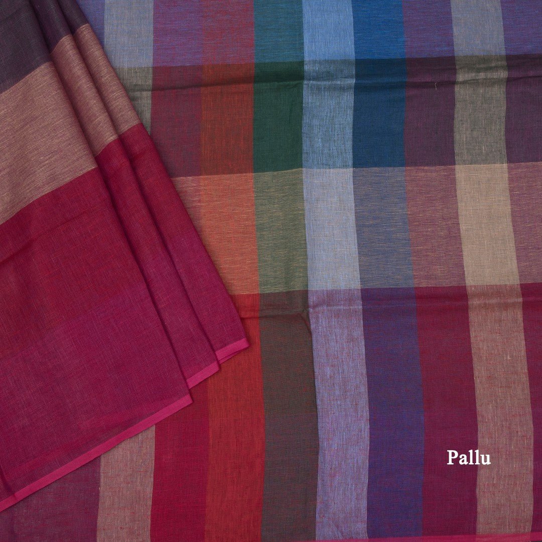 Linen Multi Colour Stripes Design Saree