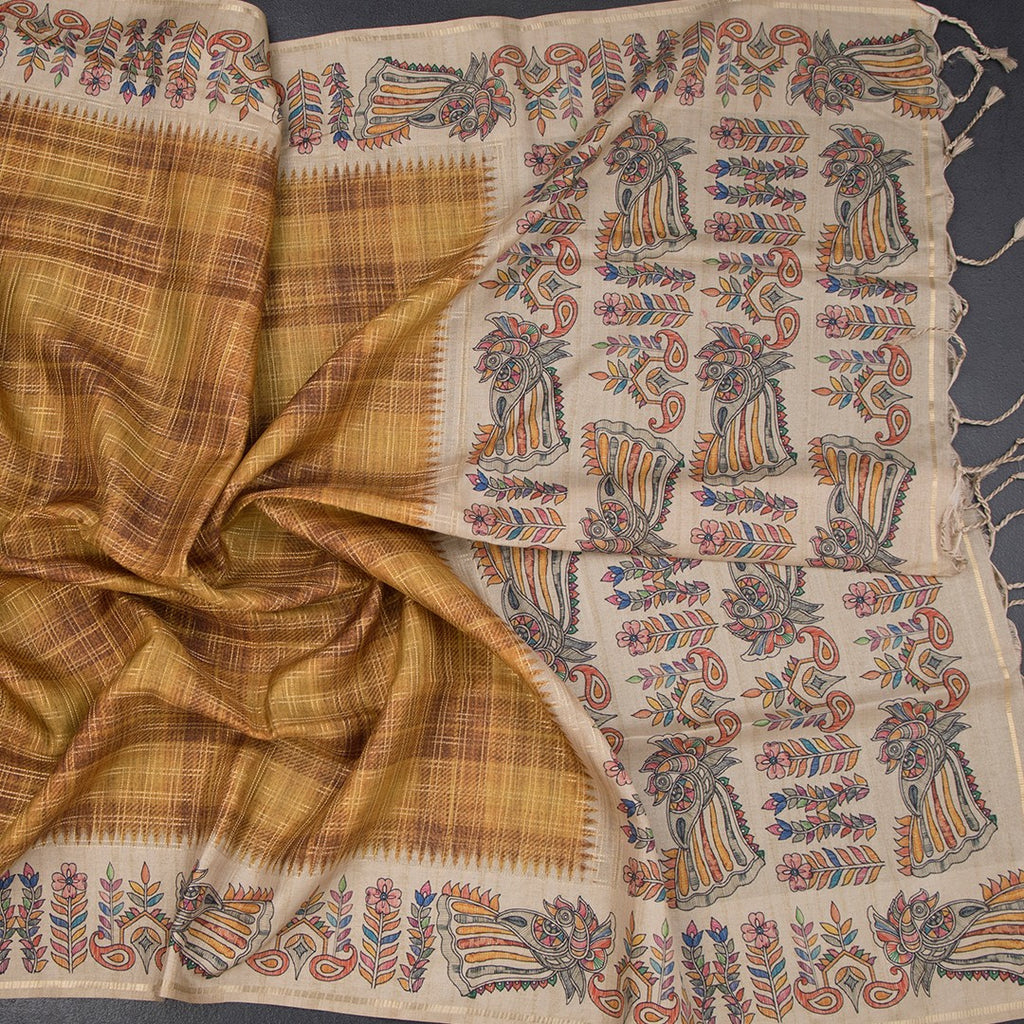 Raw Silk Multi Colour Zari Checked Saree