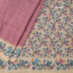 Raw Silk Onion Pink Zari Checked Saree
