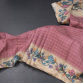 Raw Silk Onion Pink Zari Checked Saree