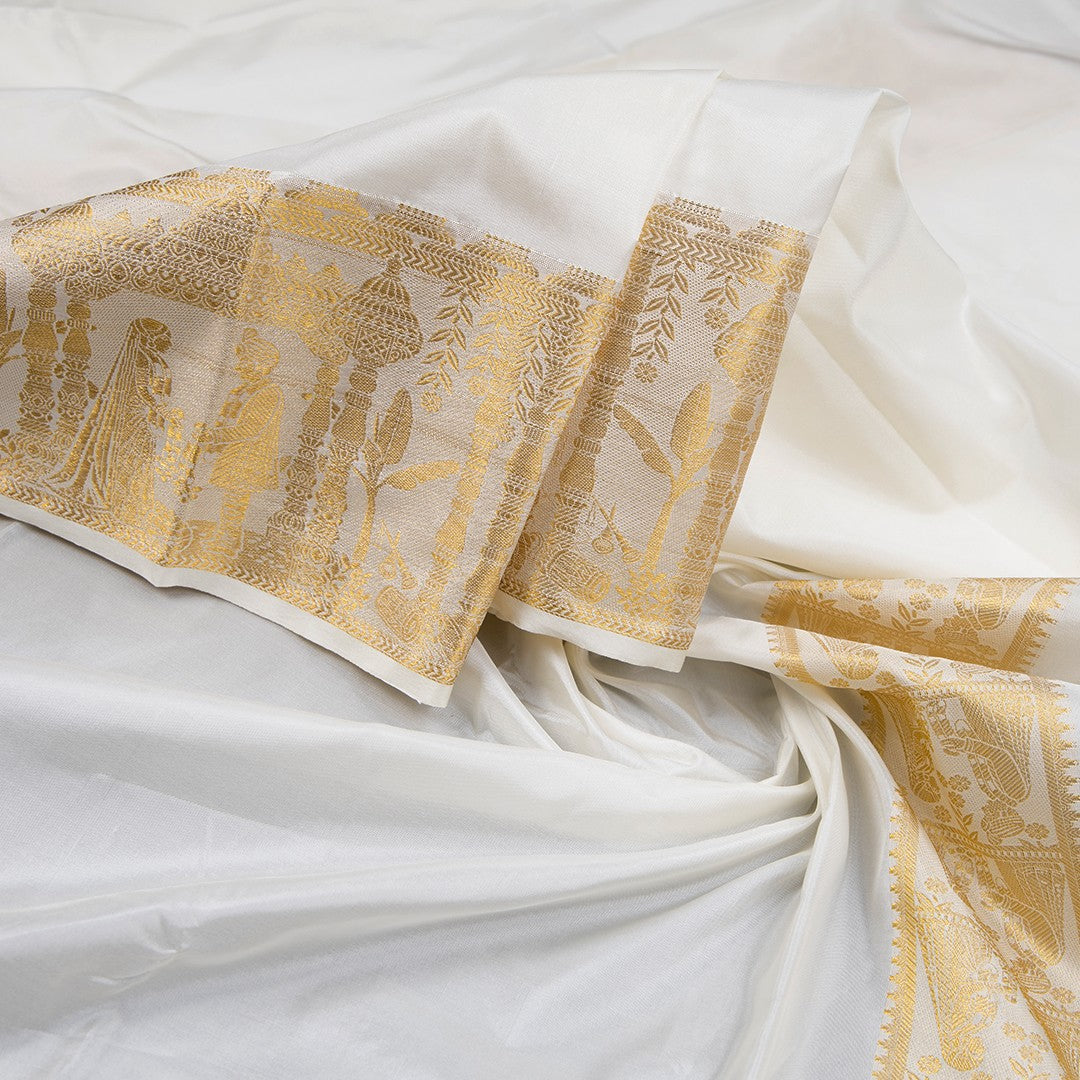 Cream Semi Silk Dhoti 03 - Kumaran Silks