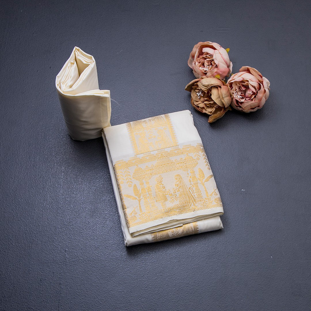 Cream Semi Silk Dhoti 03