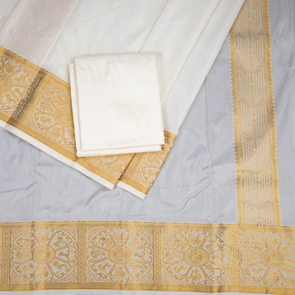Cream Semi Silk Dhoti 04