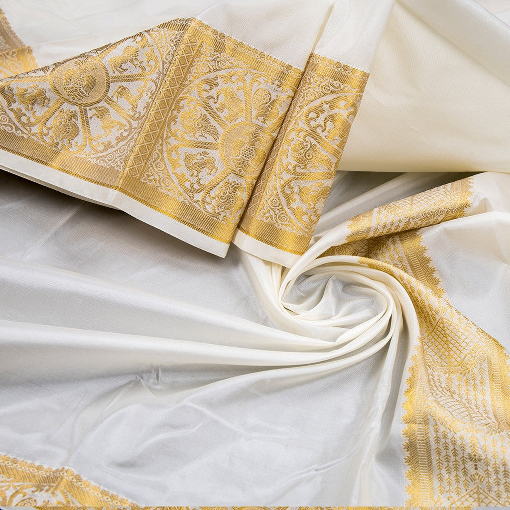 Cream Semi Silk Dhoti 04 - Kumaran Silks