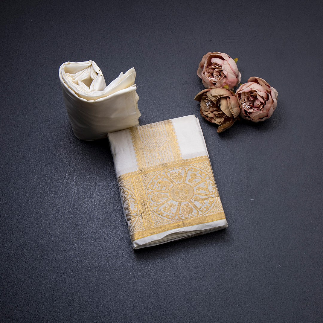 Cream Semi Silk Dhoti 04