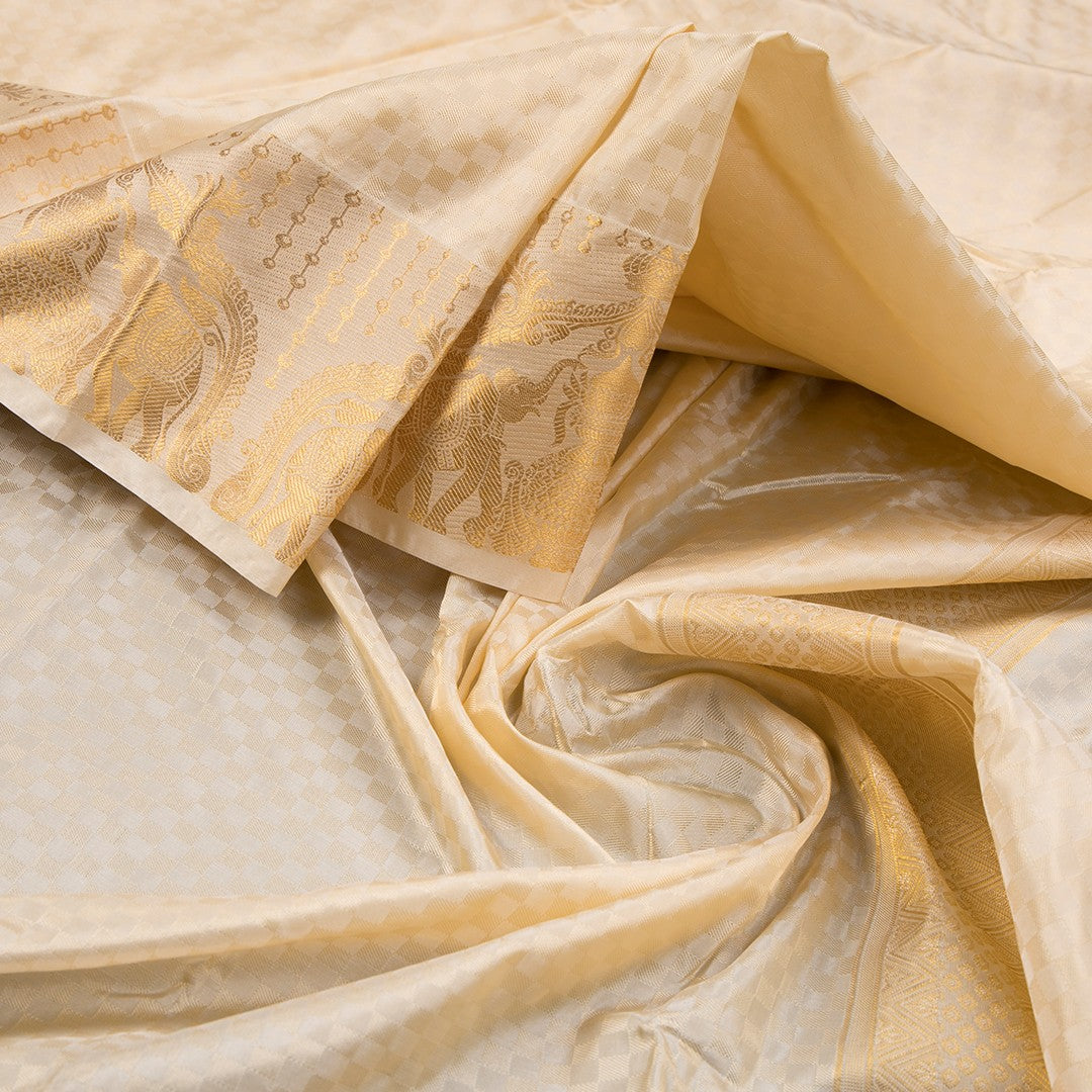 8 X 4 Sandal Semi Silk Dhoti And Matching Shirt Material - Kumaran Silks