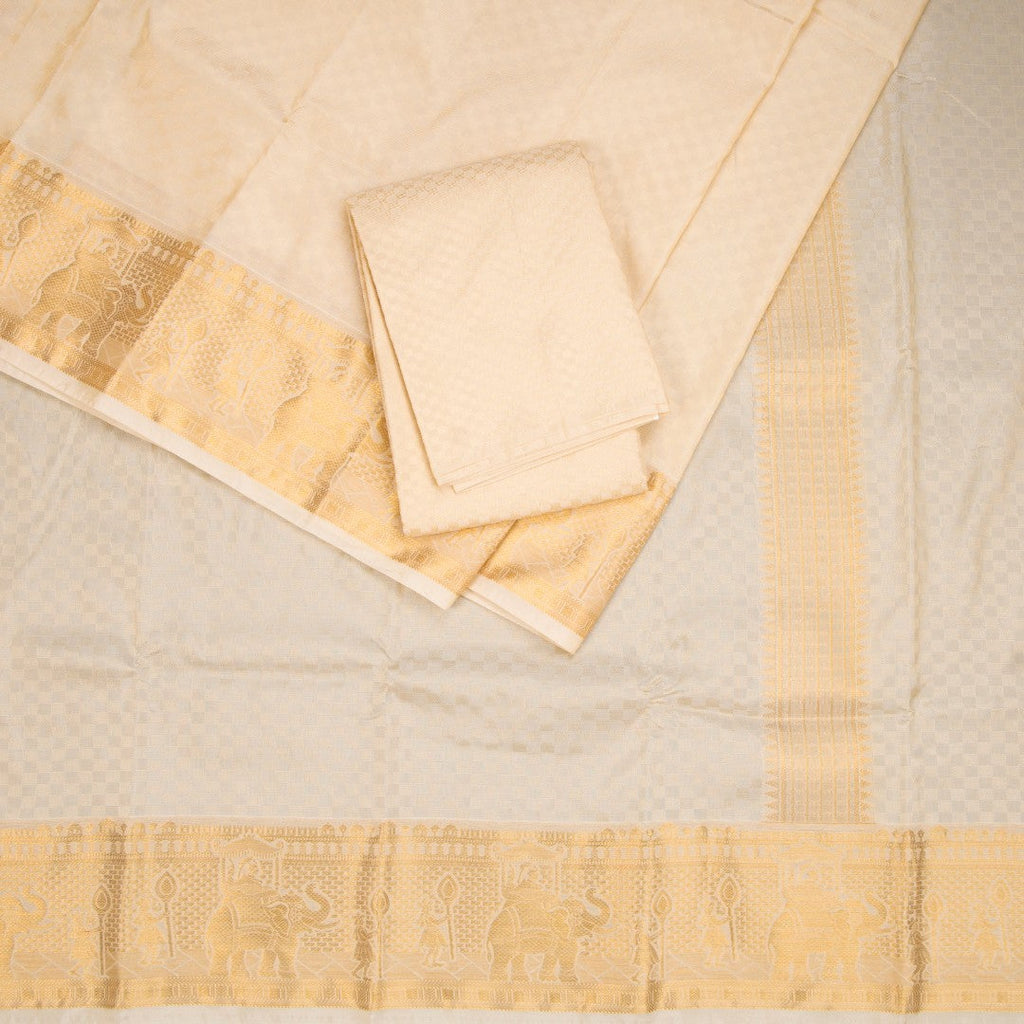 8 X 4 Sandal Semi Silk Dhoti And Matching Shirt Material 02