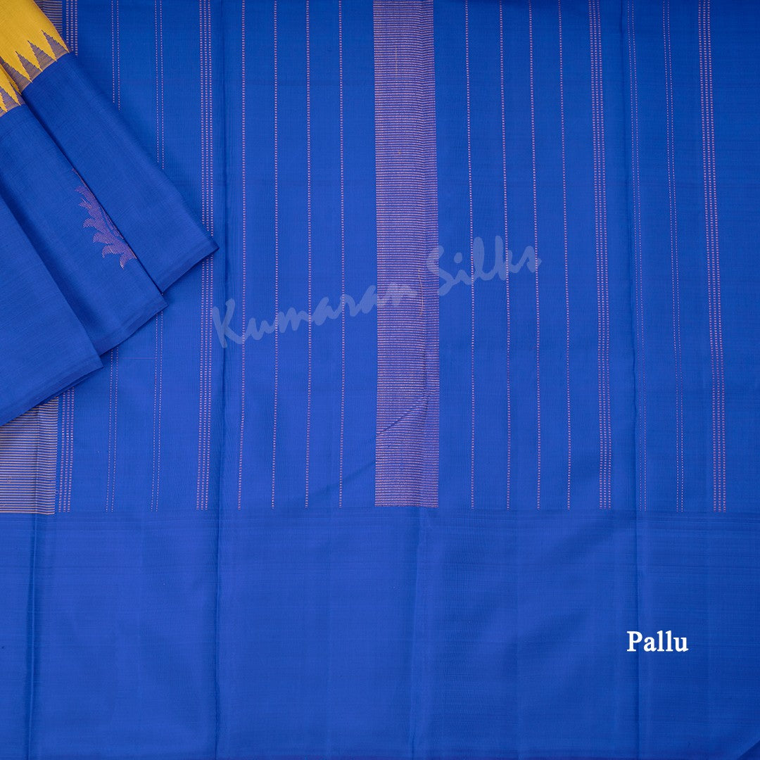 Yellow Checked Silk Saree And Contrast Border - Kumaran Silks