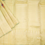 Pista Green Hand Painted Silk Saree In Peacock Design And Temple Zari Border