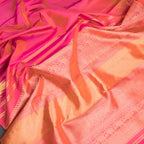 Shot Colour Plain Silk Saree With Temple Gold Zari Border - Kumaran Silks
