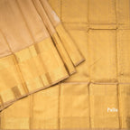 Gold Beige Silk Saree With Silver Malli Moggu And Paisley Patterns In Silver Zari