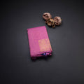 Borderless Light Rose Pink Self Designed Kanchipuram Silk Saree With Peacock Design On The Border