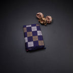 Micro Checked Purple Kanchipuram Silk Saree With Square Peacock And Chakra Design On Border