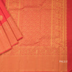Chilly Red Silk Saree With Chakra Buttas And Gold Zari Self Border