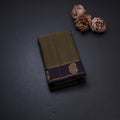 Olive Green Stripes Silk Saree With Brown Mango Zari Border