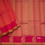 Hot Pink Silk Saree With Thread Embossed Work And Mango Zari Border