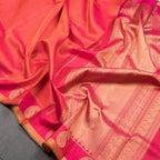 Hot Pink Silk Saree With Thread Embossed Work And Mango Zari Border