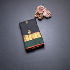 Black Silk Saree With Animal Zari Buttas And Contrast Pallu