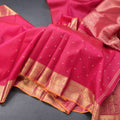 Pink Silk Saree With Small Zari Buttas and Yazhi Zari Border