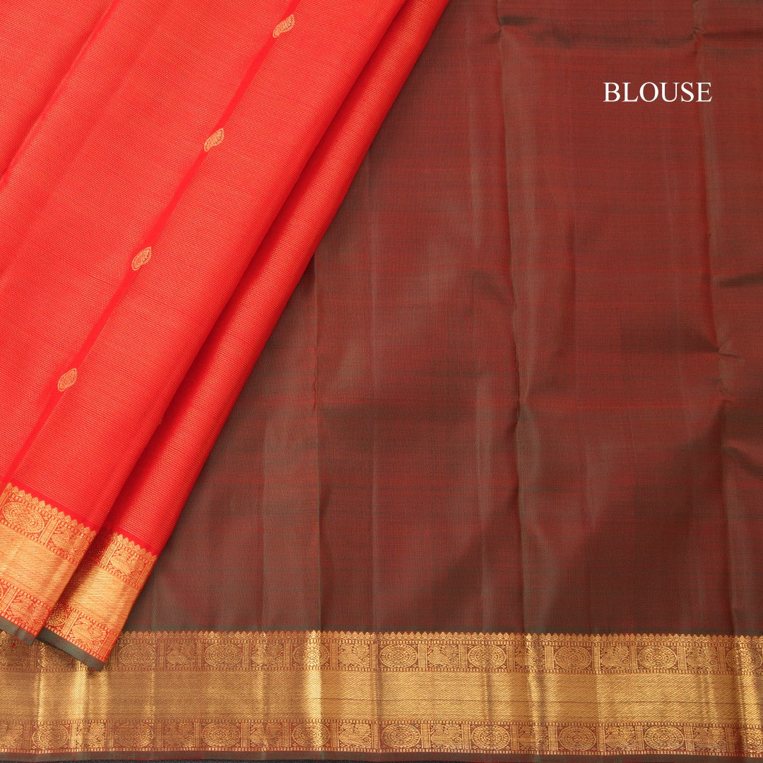 Red Vairaoosi Silk Saree With Peacock And Chakra Buttas And Rettapet Border