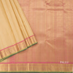 Sandal Checked Silk Saree With Chakra And Mango Buttas And Zari Border