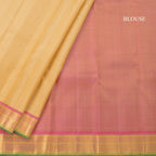 Sandal Checked Silk Saree With Chakra And Mango Buttas And Zari Border