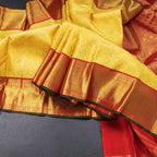 Mango Yellow Brocade Silk Saree And Gold Zari Border