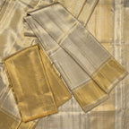 Luxury Tissue Dhoti with Gold and Silver Stripes - Kumaran Silks