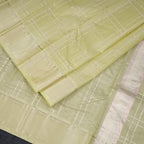 8 X 4 Zari Checked Pista Green Silk Dhoti With Angavastram and Matching Shirt Material