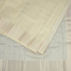 8 X 4 Zari Checked Off White Silk Dhoti With Angavastram and Matching Shirt Material 02