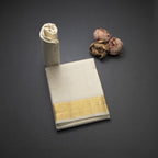 8 X 4 Designer Embossed Off White Silk Dhoti With Angavastram and Matching Shirt Material 02