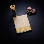 8 X 4 Designer Embossed Sandal Silk Dhoti With Angavastram and Matching Shirt Material