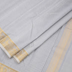8 X 4 Grey Embossed Silk Dhoti With Angavastram And Matching Shirt Material