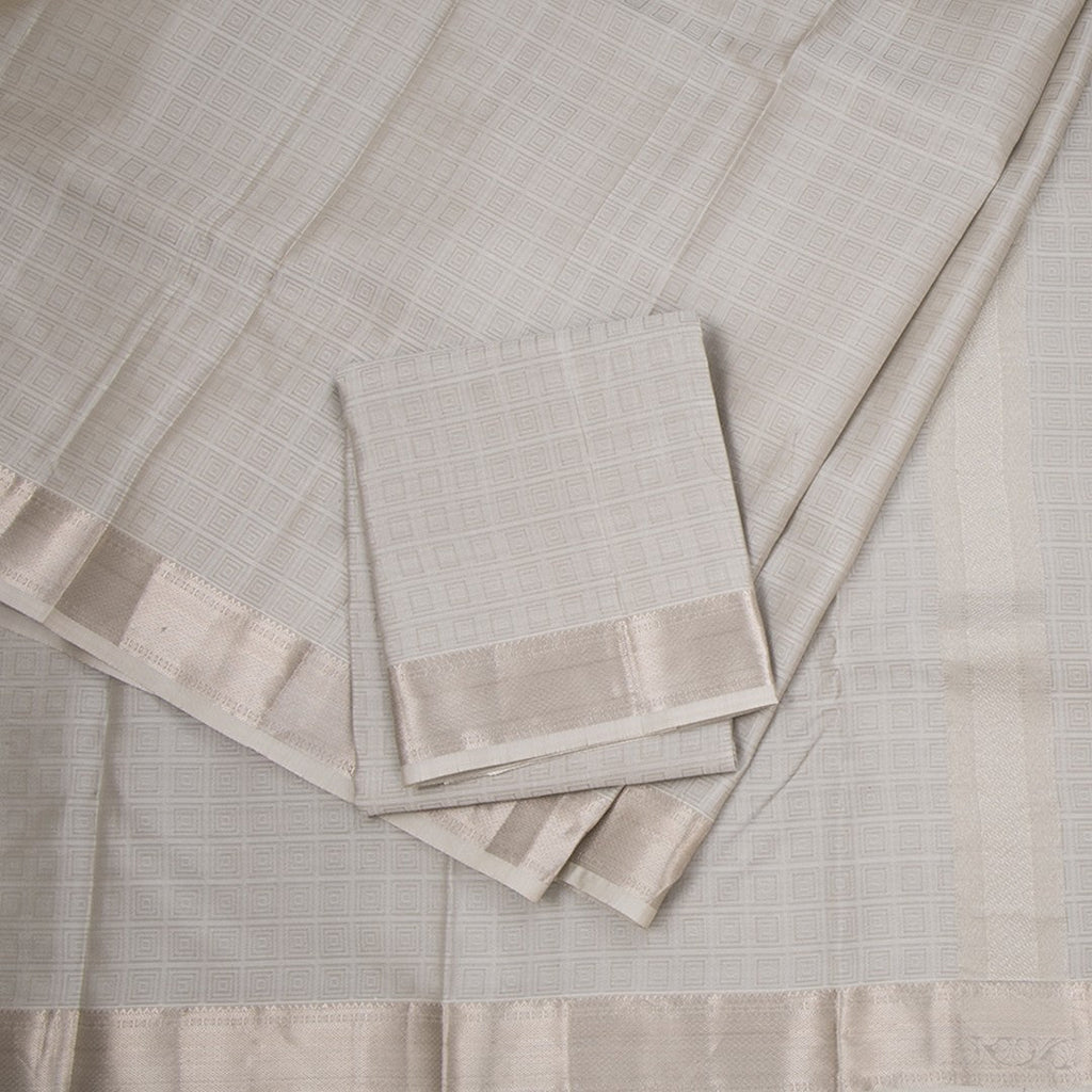 8 X 4 Grey Embossed Silk Dhoti With Angavastram And Matching Shirt Material 02