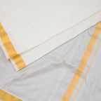 8 X 4 Cream Plain Silk Dhoti With Angavastram And Matching Shirt Material