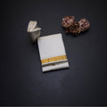 8 X 4 Cream Plain Silk Dhoti With Angavastram And Matching Shirt Material