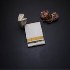 8 X 4 Cream Plain Silk Dhoti With Angavastram And Matching Shirt Material