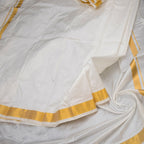 8 Mozham Cream Plain Silk Dhoti And Matching Shirt Material
